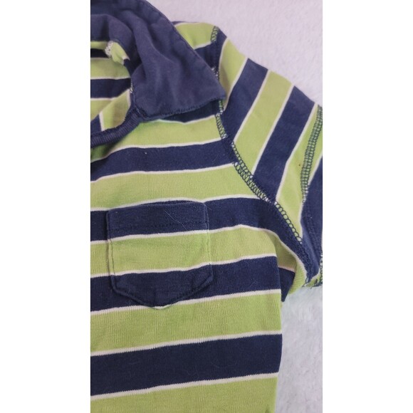 Vintage Y2K Mudd Striped Polo Top Short Sleeve Navy Blue Green Collared Tee Sz M - Picture 12 of 12